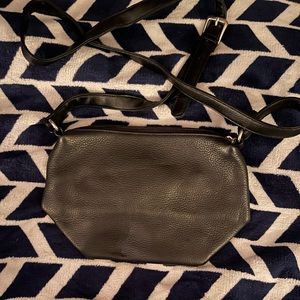 Black genuine leather pebble crossbody bag